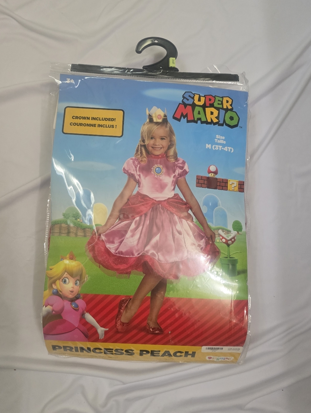 Super Mario Princess Peach Girls Costume Pink Dress (Size M)